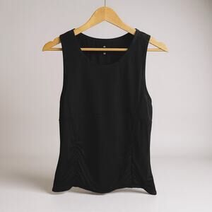 Athleta Sculpttek Tank Top Women’s M Black Mesh Ruched Sleeveless Activewear
